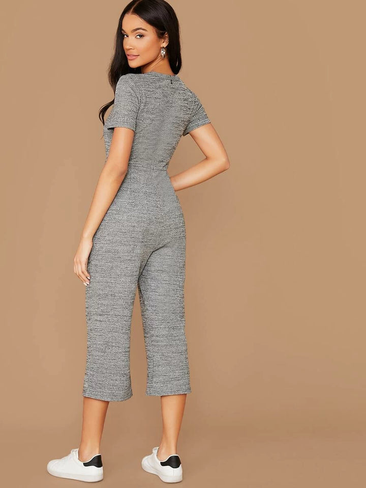 Tie Front Marled Jumpsuit