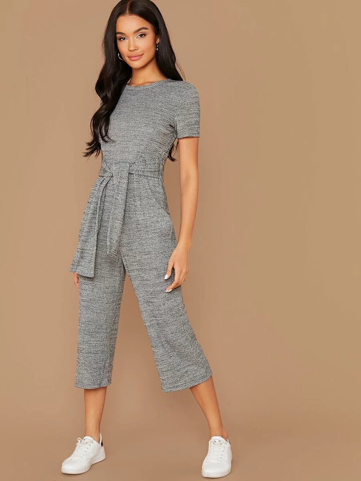 Tie Front Marled Jumpsuit