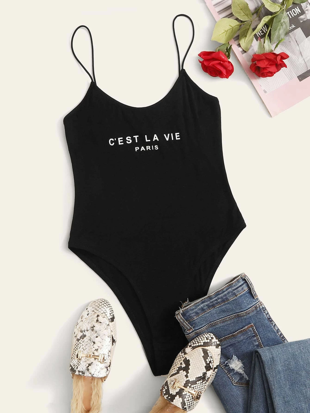 Paris Graphic Cami Bodysuit