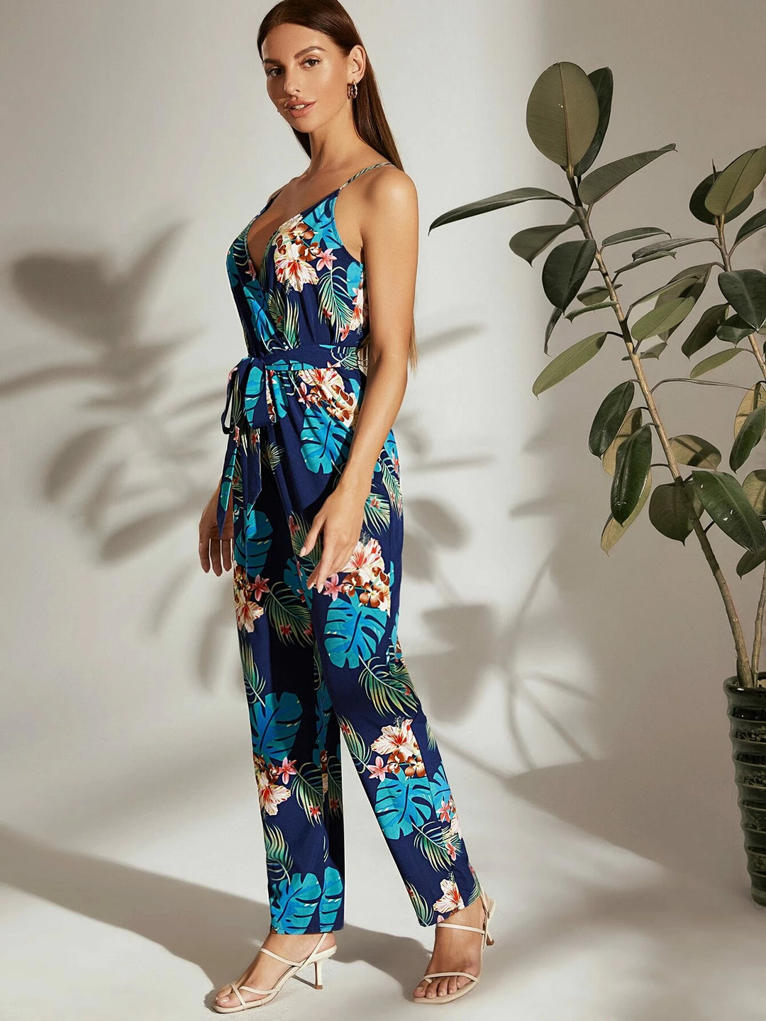 Tropical Printed Cami Jumpsuit