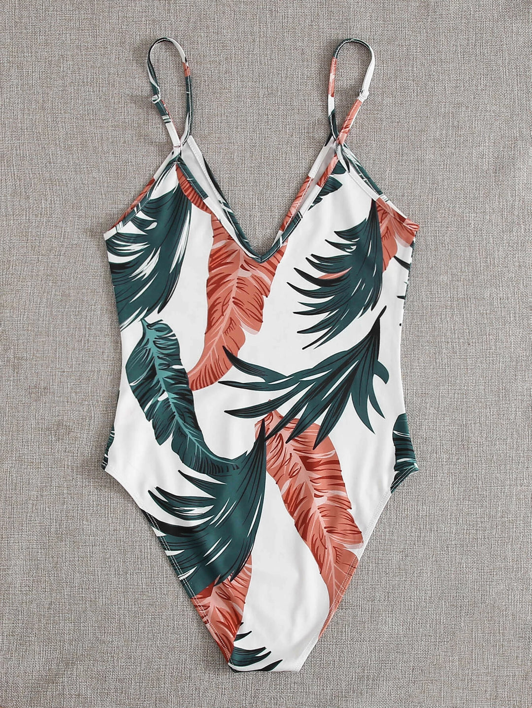 Jungle Leaf Print Cami Bodysuit