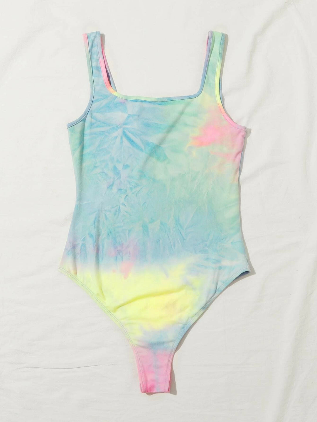 Letter Graphic Tie Dye Tank Bodysuit