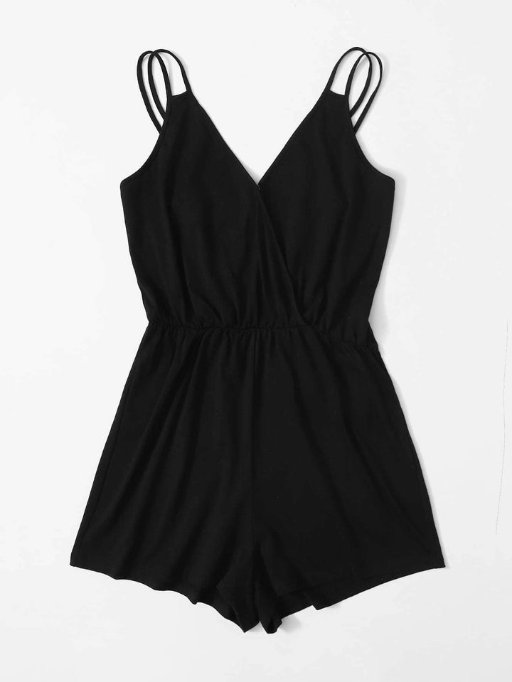 Surplice Neck Solid Colored Cami Romper