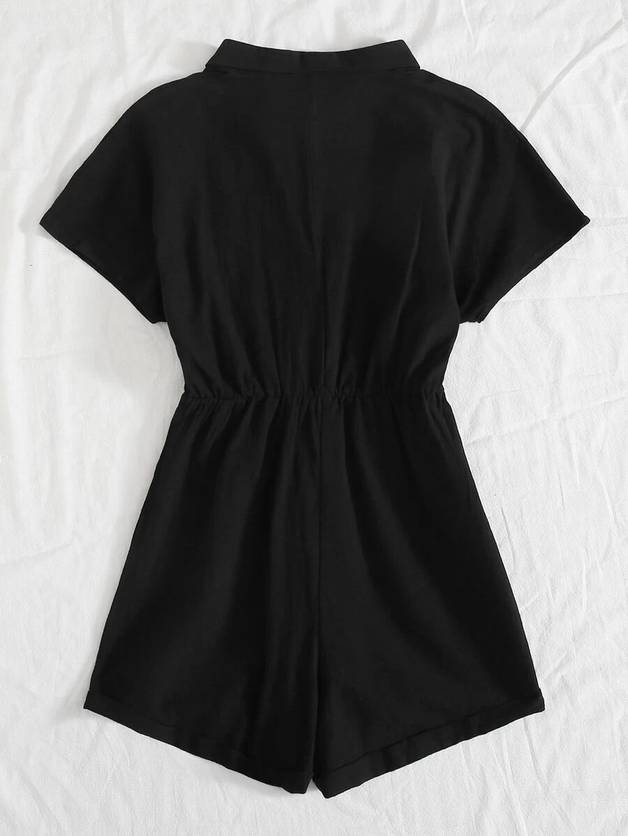 Button Front Romper Without Belt