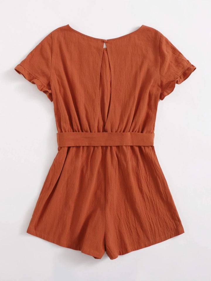 Belted Round Neck Dress