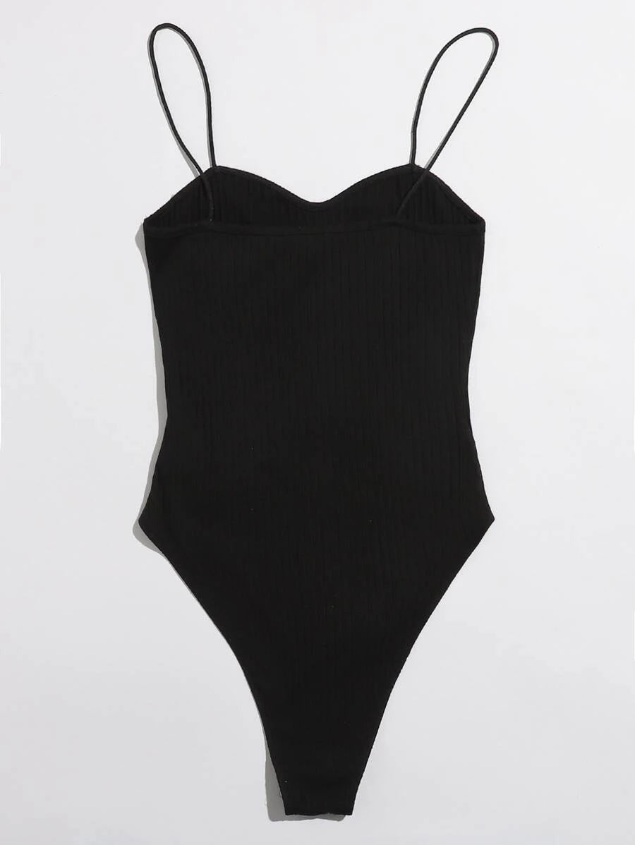 Solid Ribbed Cami Bodysuit