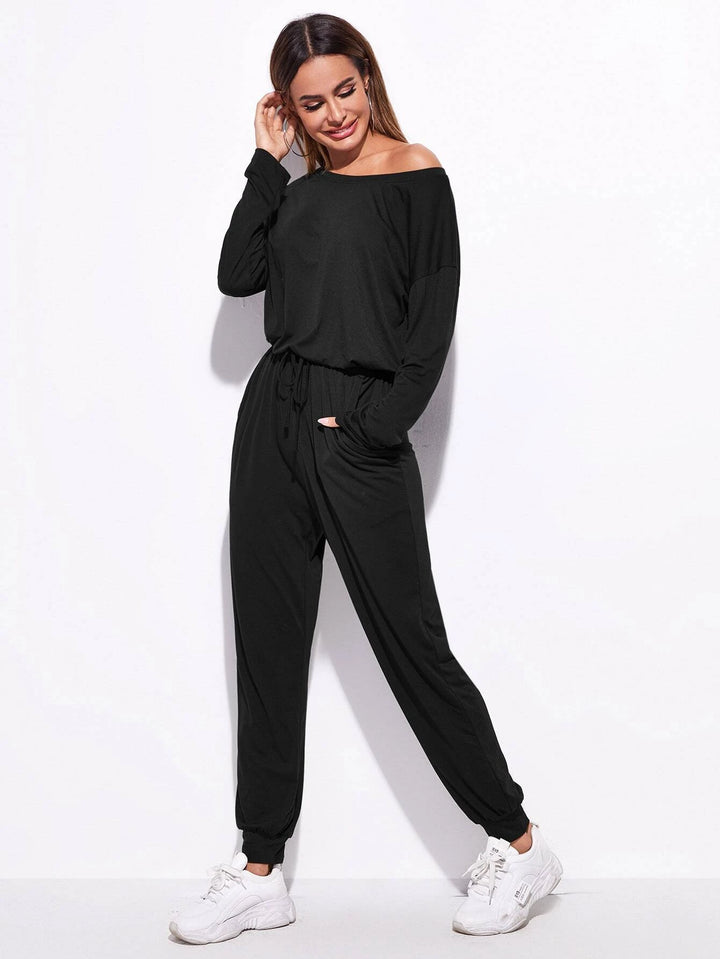 Drop Shoulder Knot Front Jumpsuit