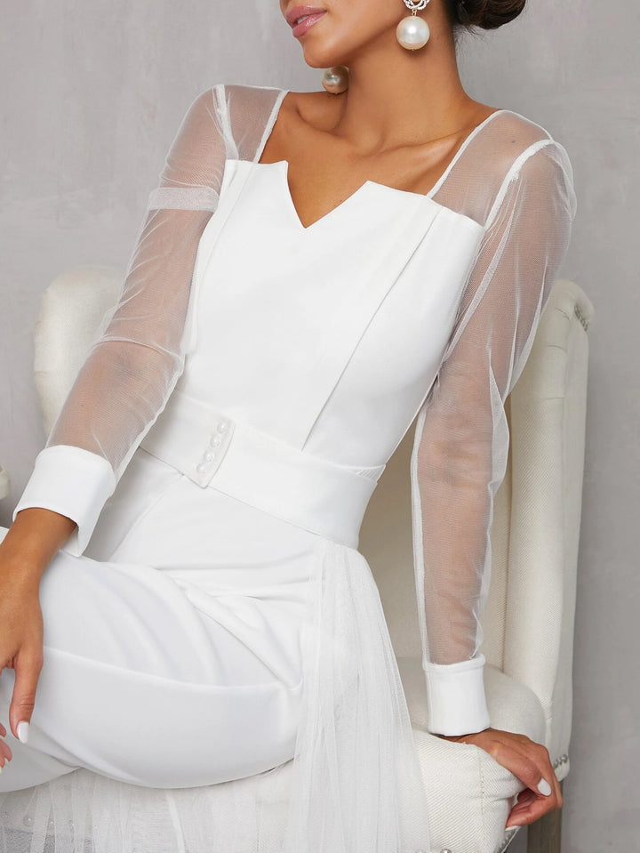 Long Sleeve Corset Jumpsuit With Skirt