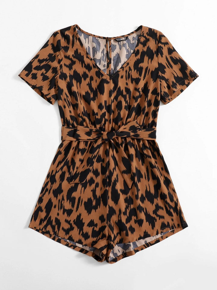 Printed Self Belted Romper