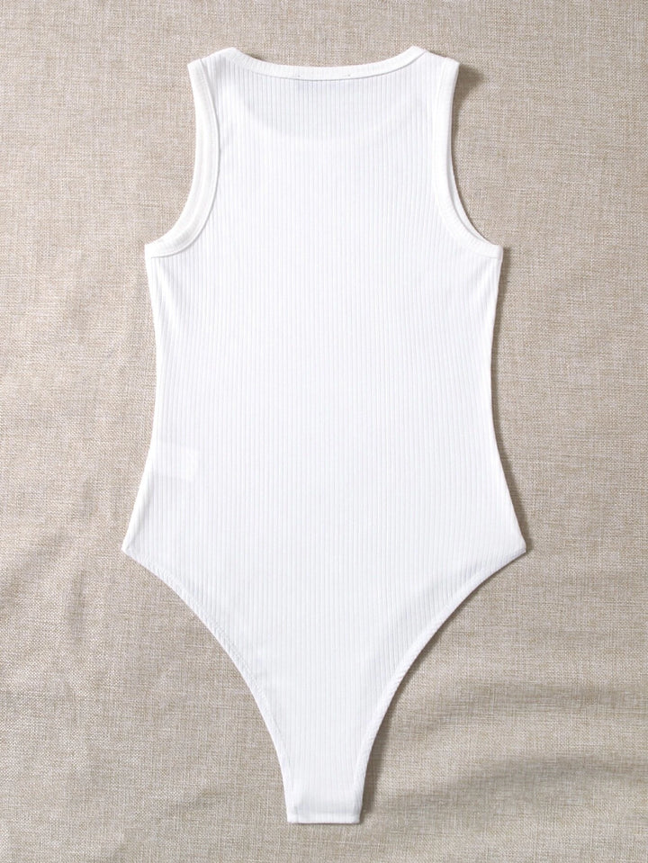 Ribbed Solid Tank Bodysuit