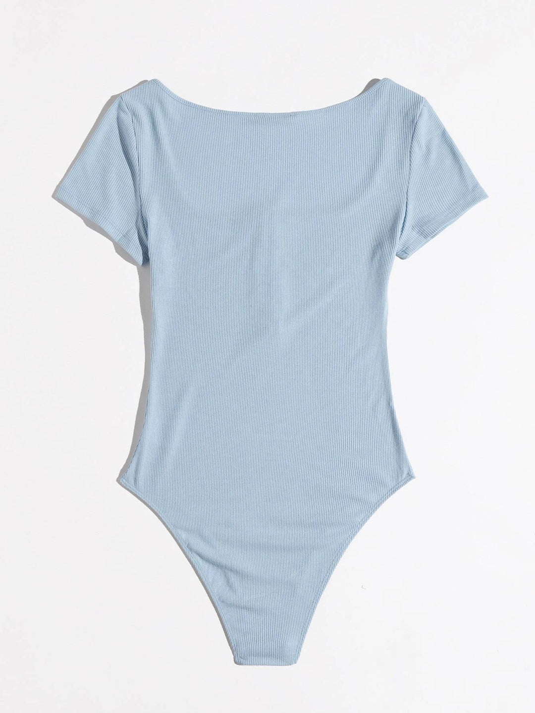 Scoop Neck Half Hook and Eye Placket Solid Bodysuit