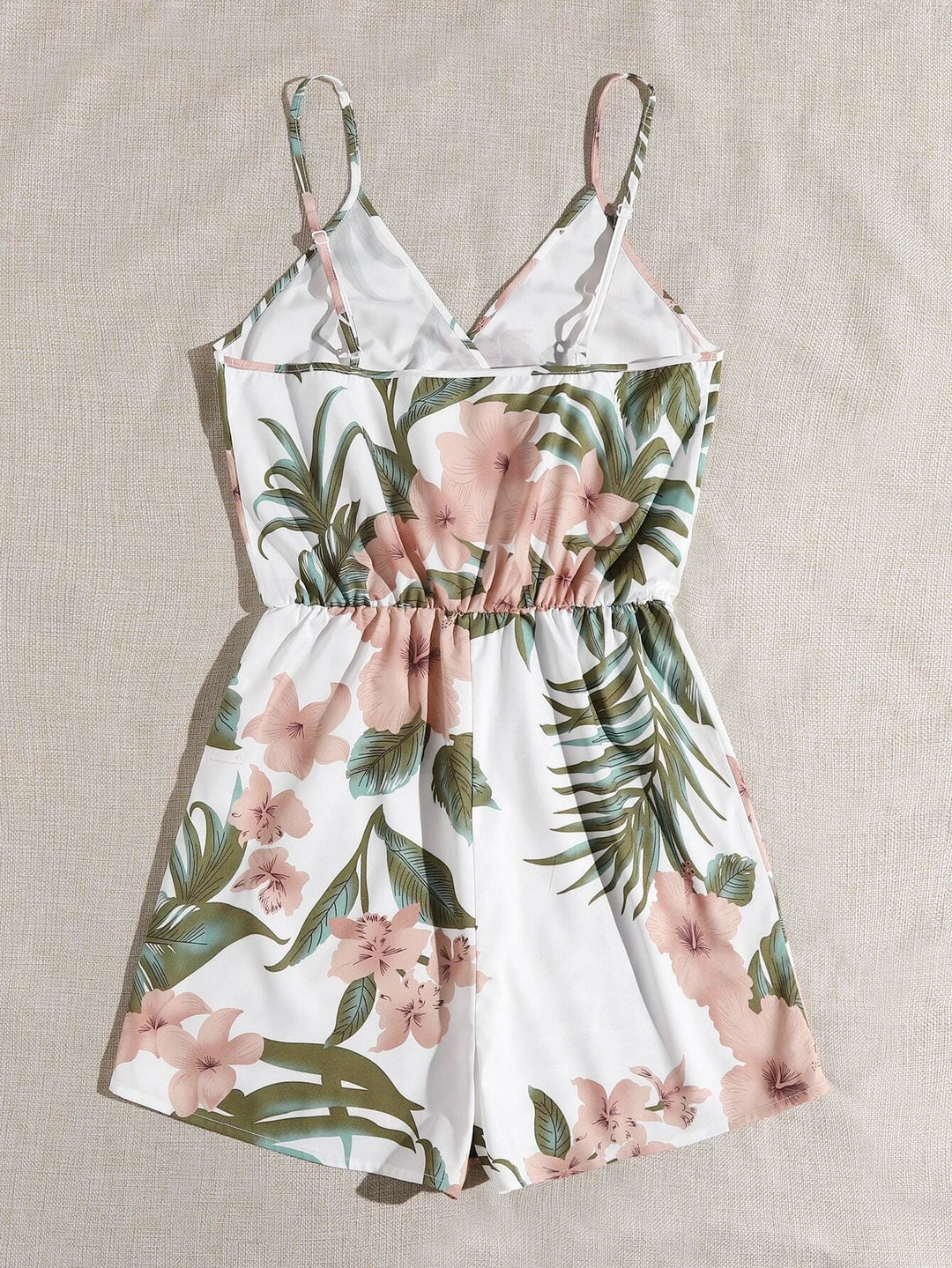 Neck Floral Print Cami Romper