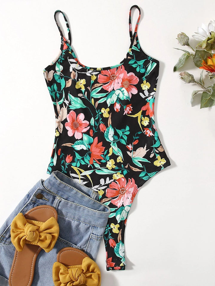 Floral Pattern Cami Bodysuit