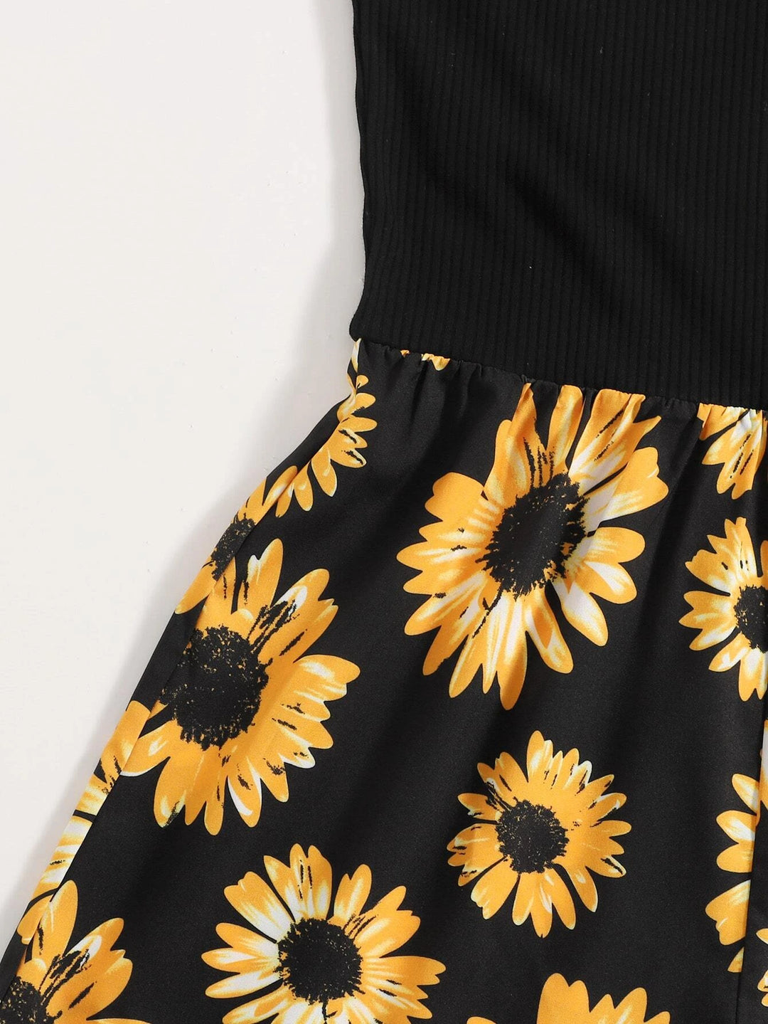 One-Shoulder-Strampler mit Sonnenblumen-Print