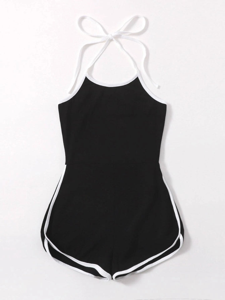 Contrast Binding Halter Romper