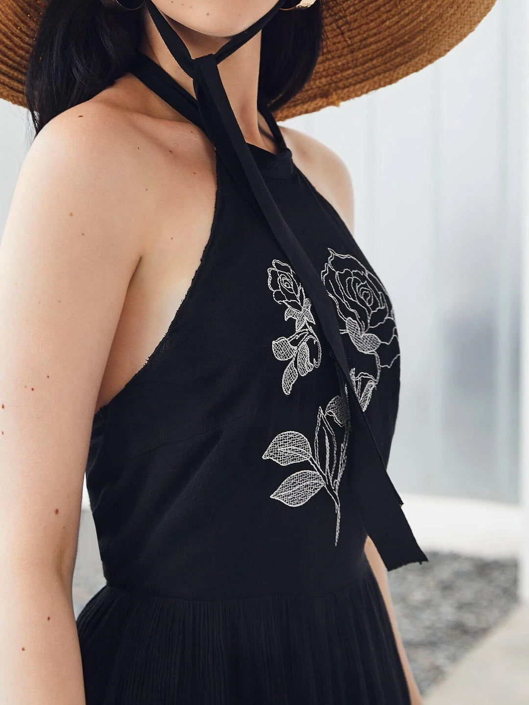 Floral Backless Embroidered Jumpsuit