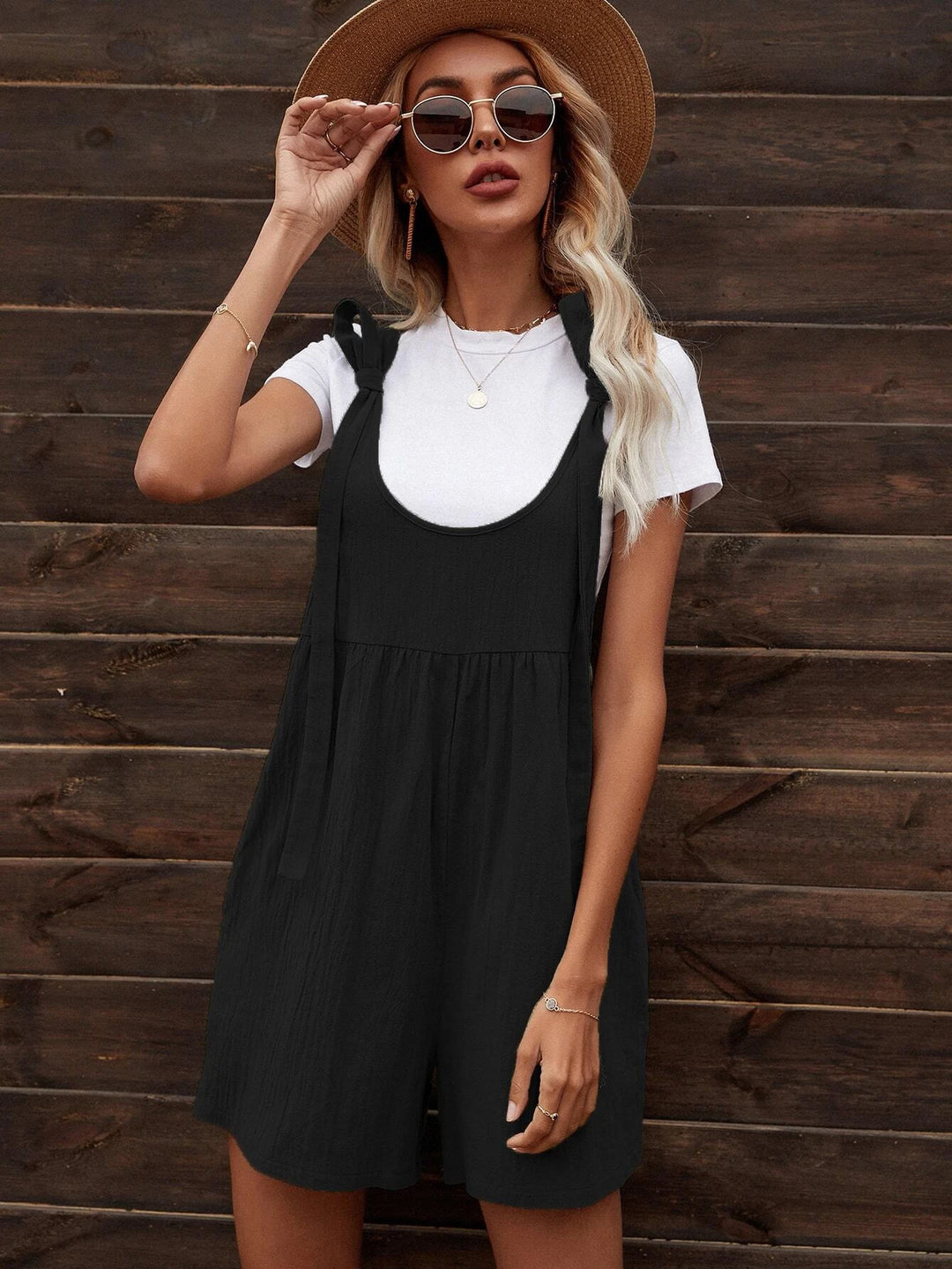 Dual Pocket Overall Romper