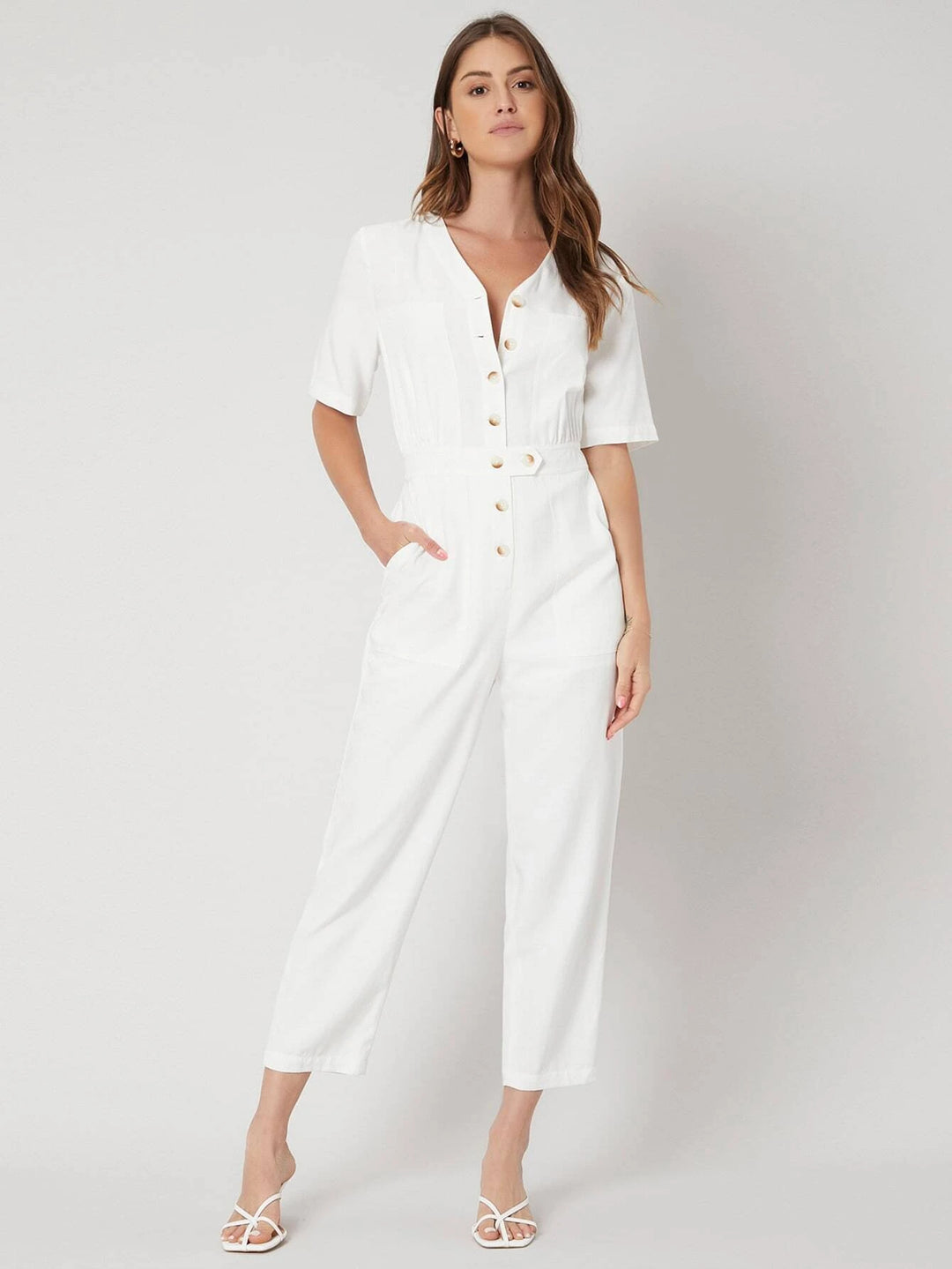 Linen Shirt Style Jumpsuit