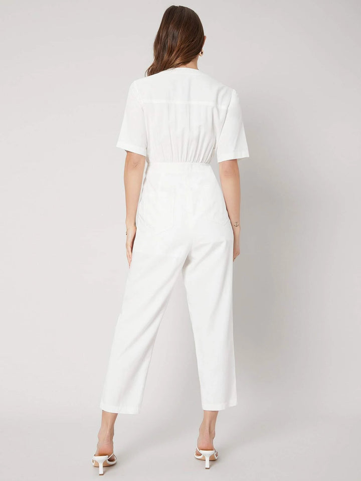 Linen Shirt Style Jumpsuit