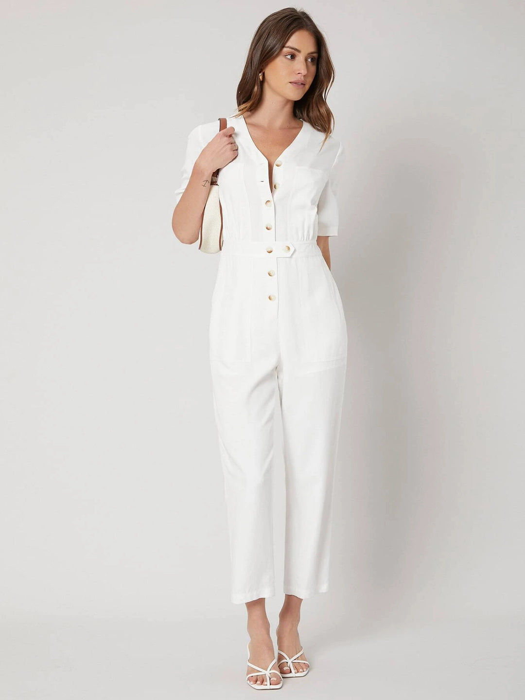 Linen Shirt Style Jumpsuit