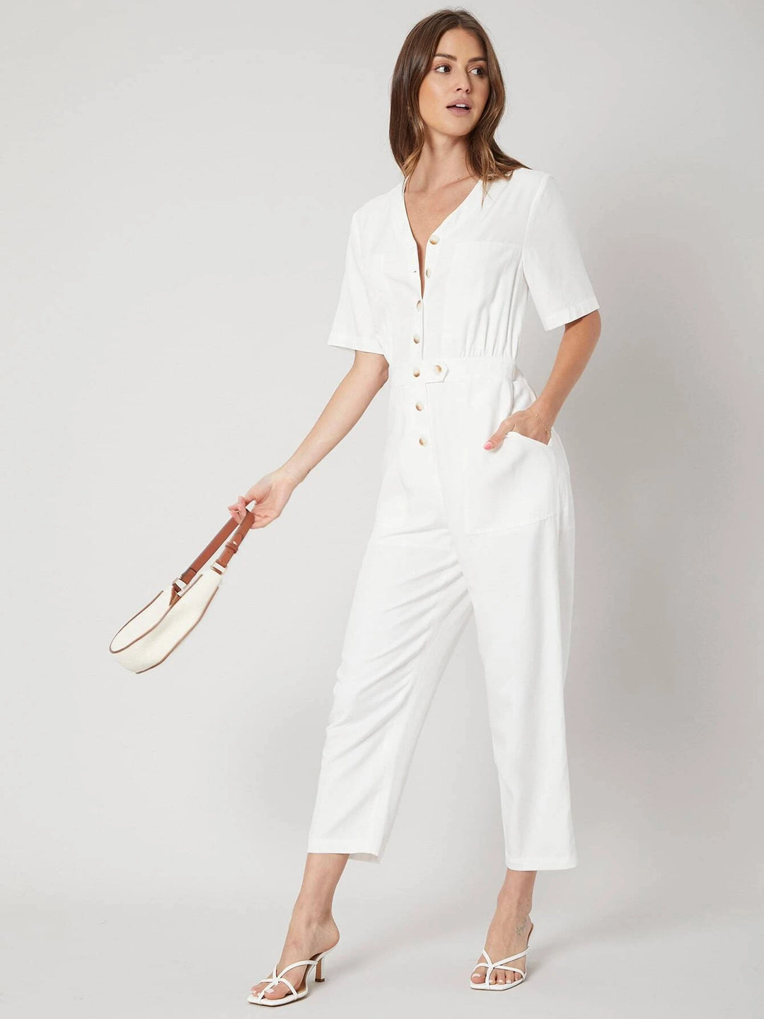 Linen Shirt Style Jumpsuit