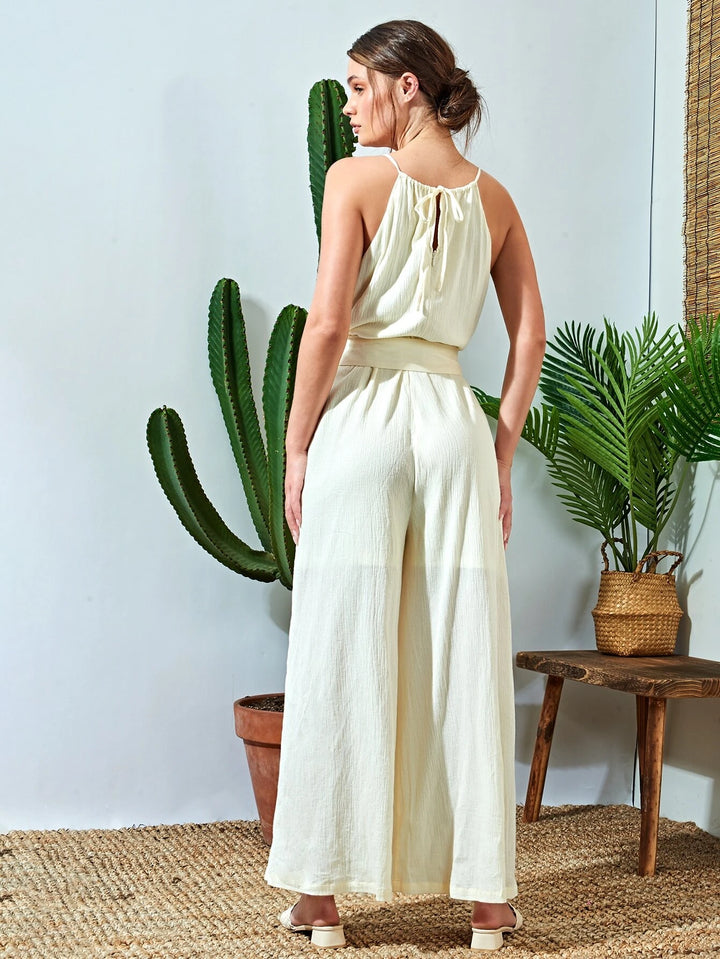 Cotton Spaghetti Strap Cami Jumpsuit