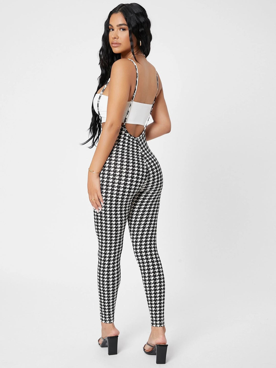 Houndstooth Suspender Jumpsuit