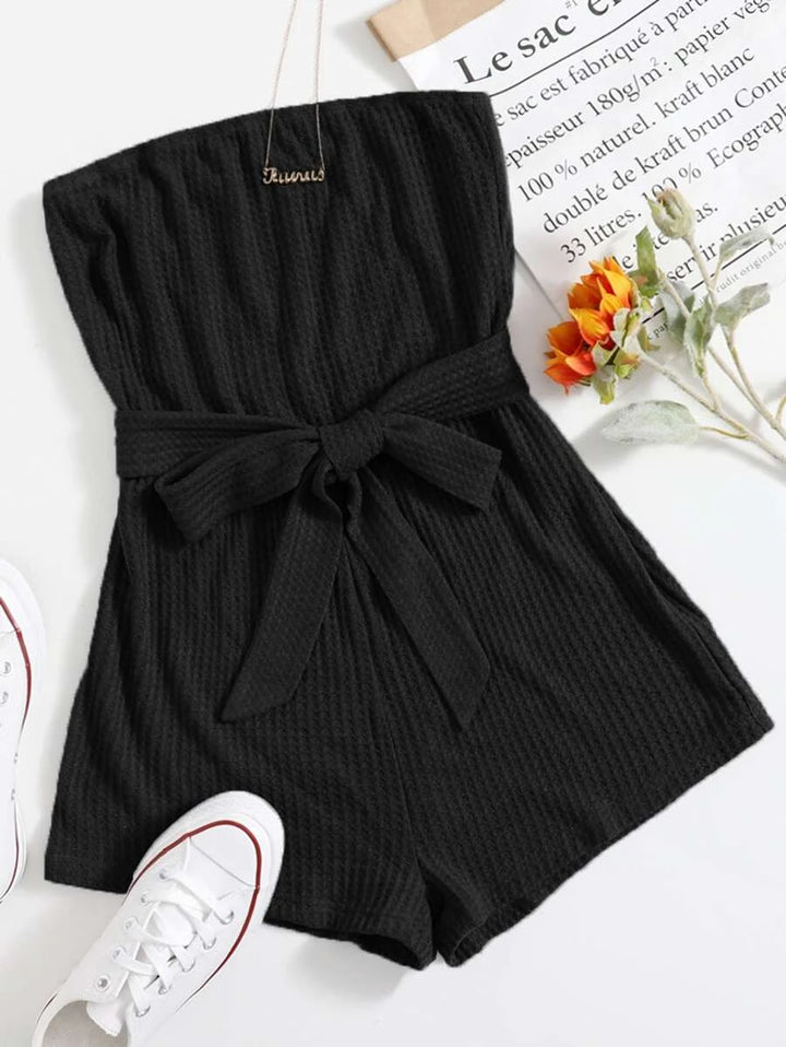 Knit Self Belted Romper