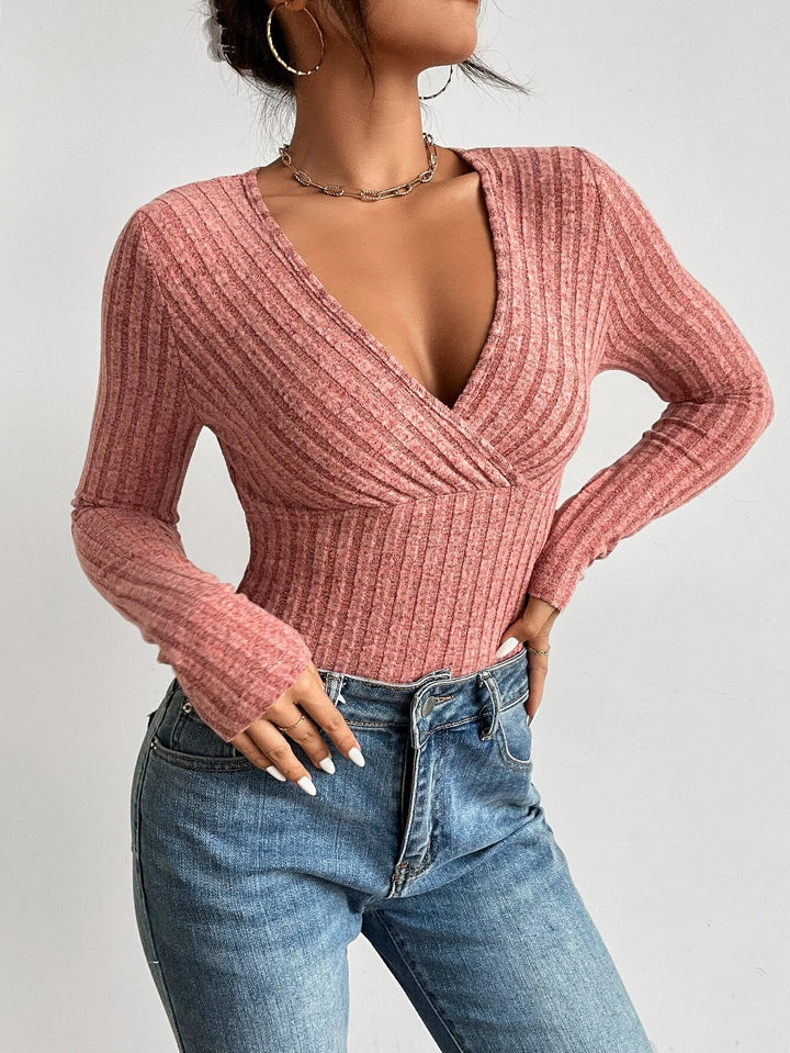 Ribbed Knit Slim Fit Bodysuit