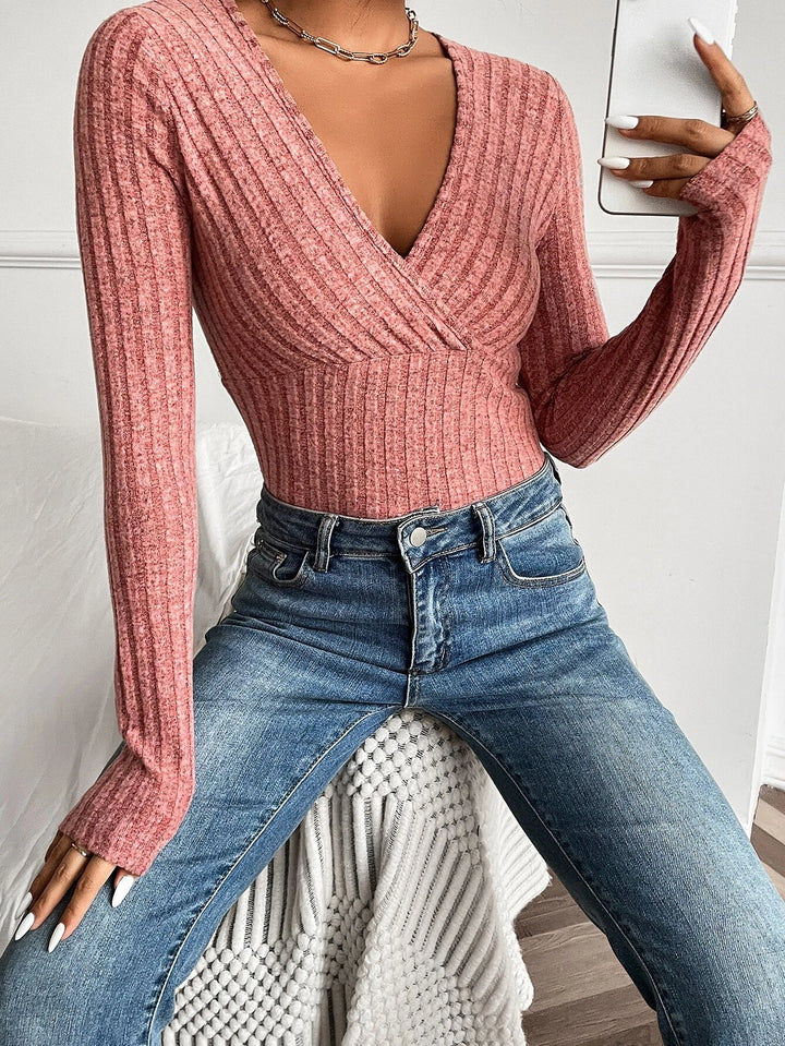 Ribbed Knit Slim Fit Bodysuit