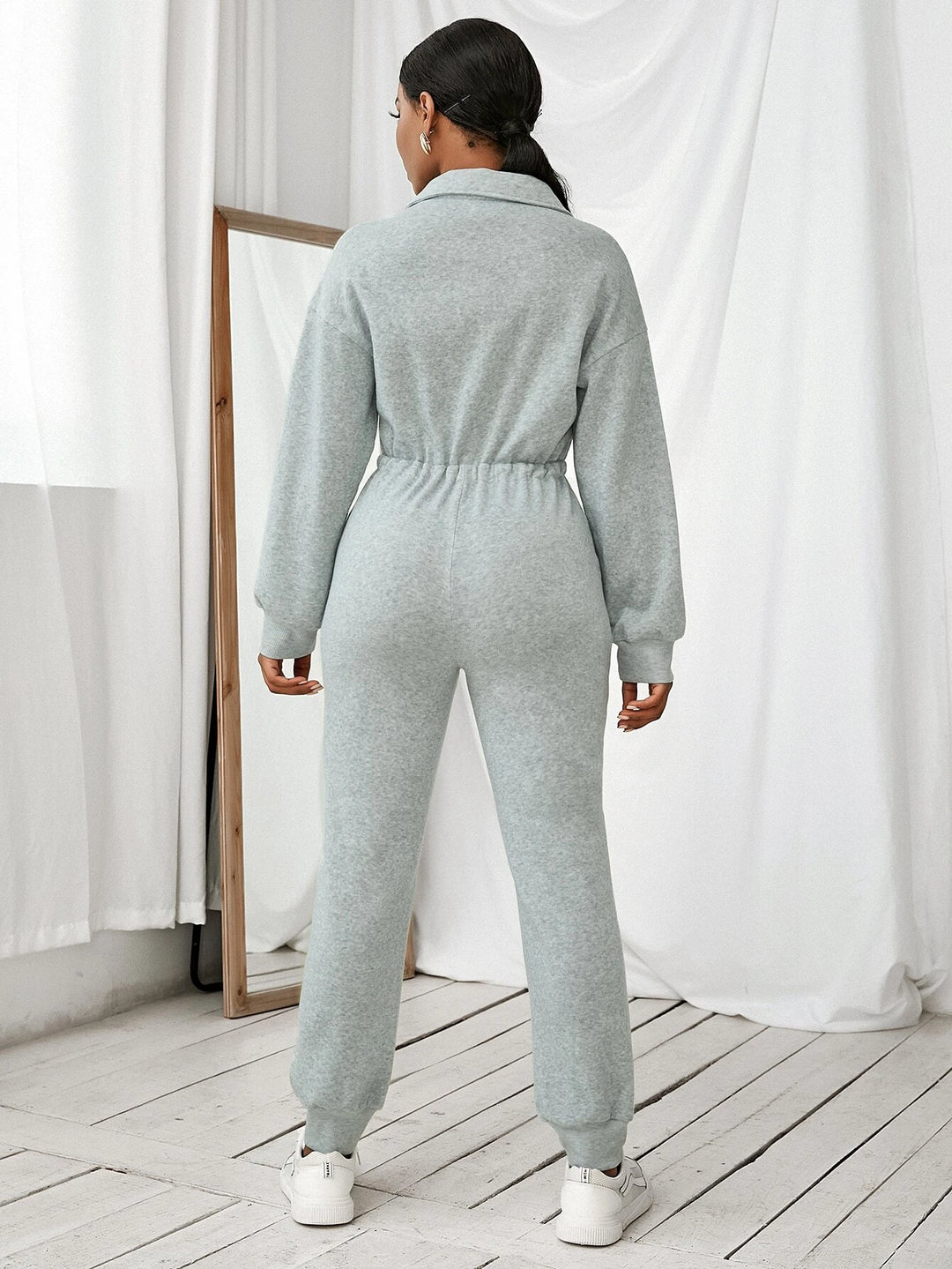 Drop Shoulder Long Sleeve Jumpsuit