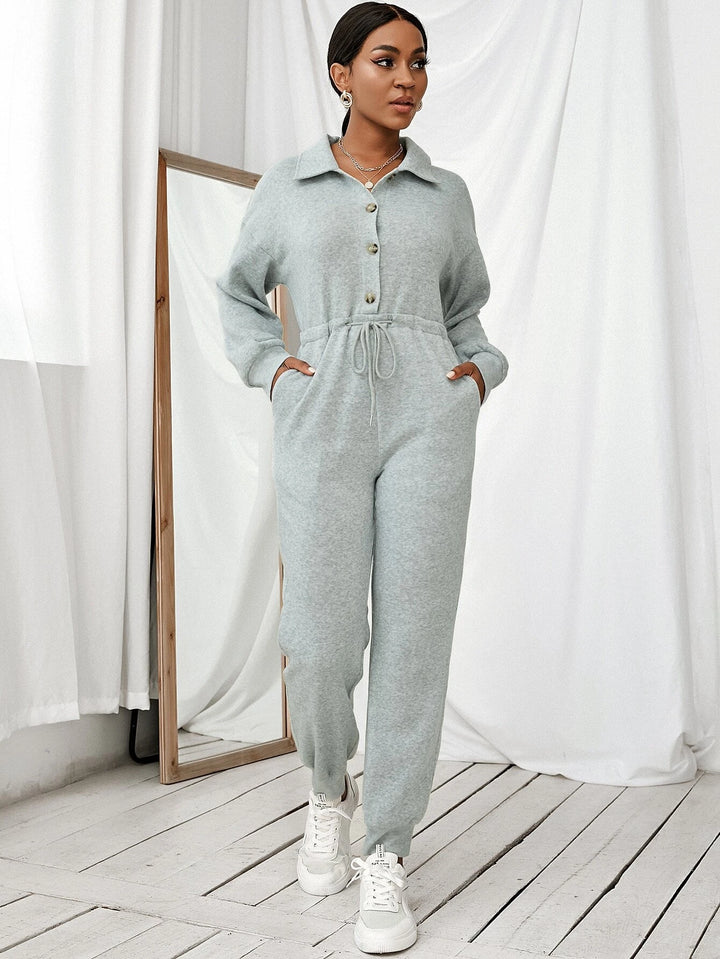 Drop Shoulder Long Sleeve Jumpsuit