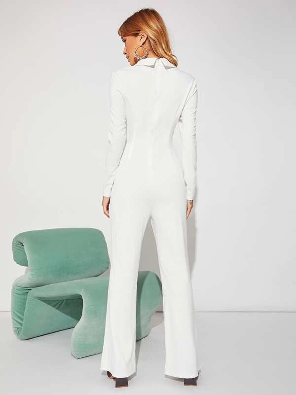 Solid Cut Out Zip Back Plain Jumpsuit