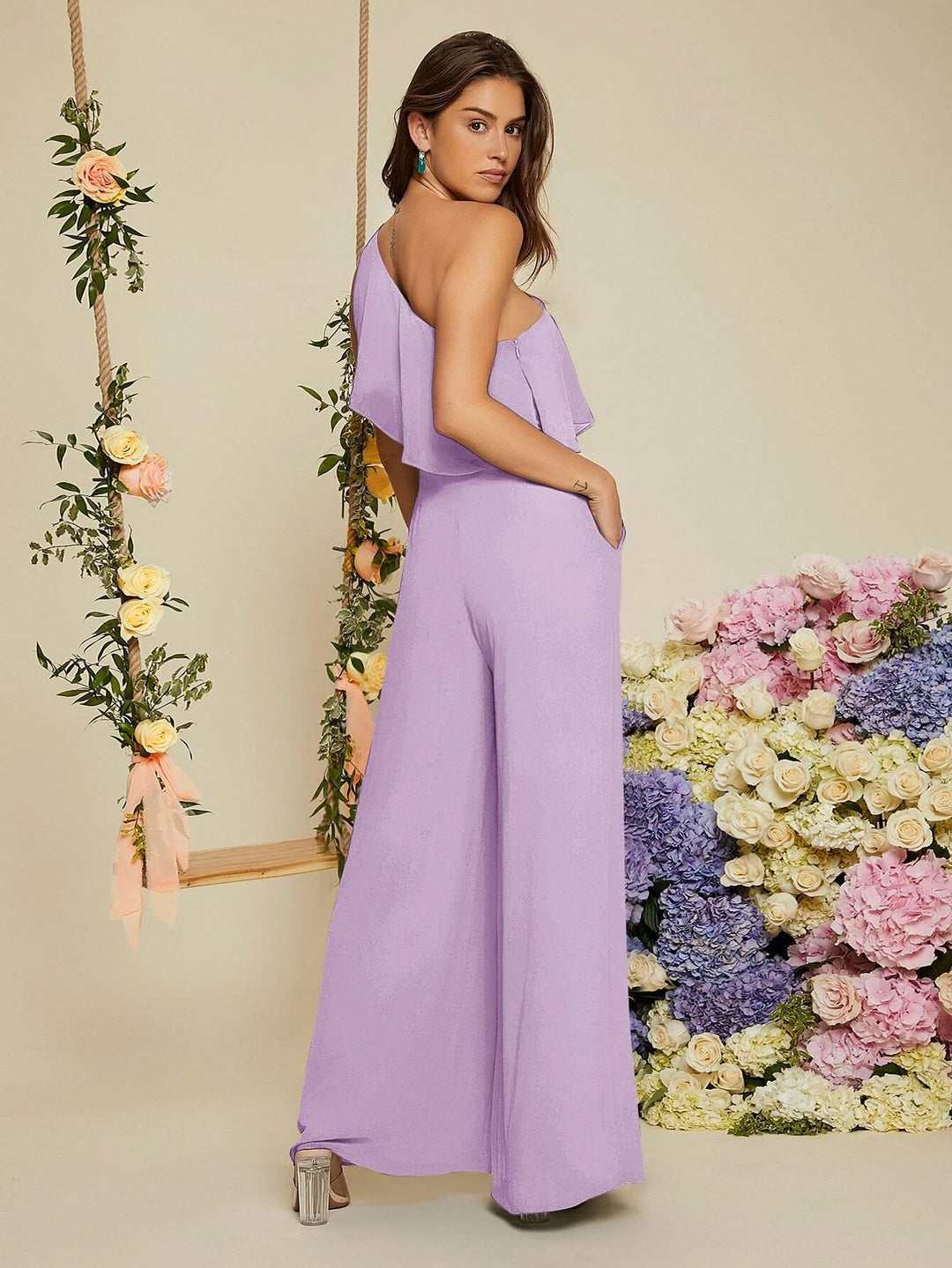 Ruffle Trim Wide Length Jumpsuit