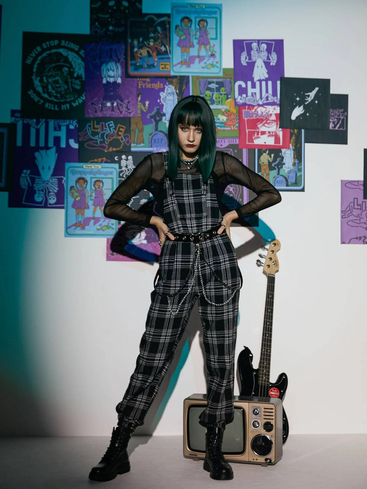 Punk Plaid Jumpsuit