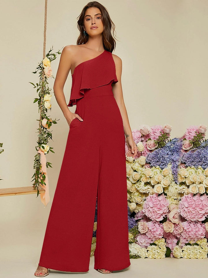 Ruffle Trim Wide Length Jumpsuit