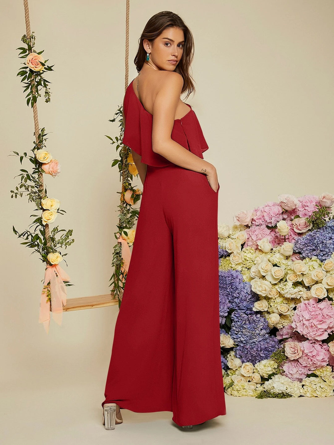 Ruffle Trim Wide Length Jumpsuit