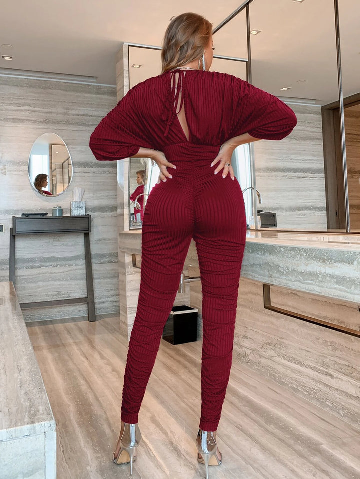 Tie Back Batwing Sleeve Jumpsuit