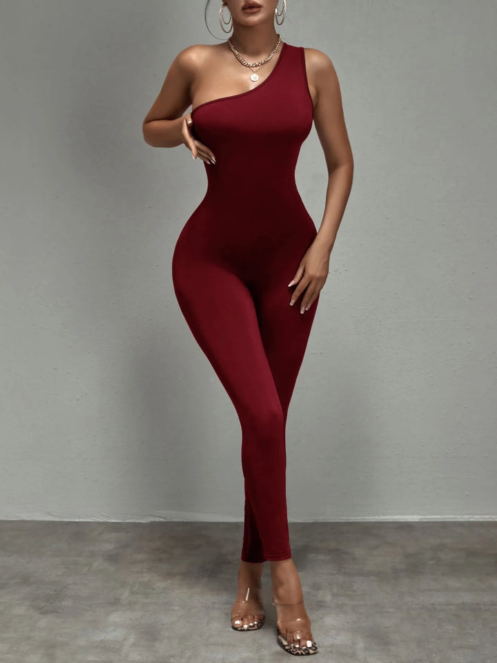 One Shoulder Unitard Jumpsuit