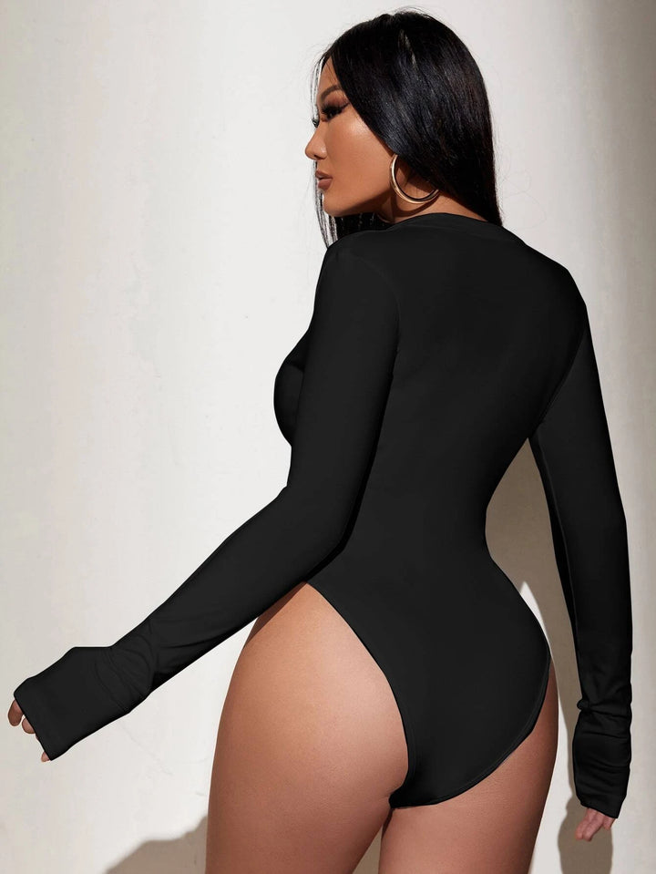 High Cut Zipper Bodysuit