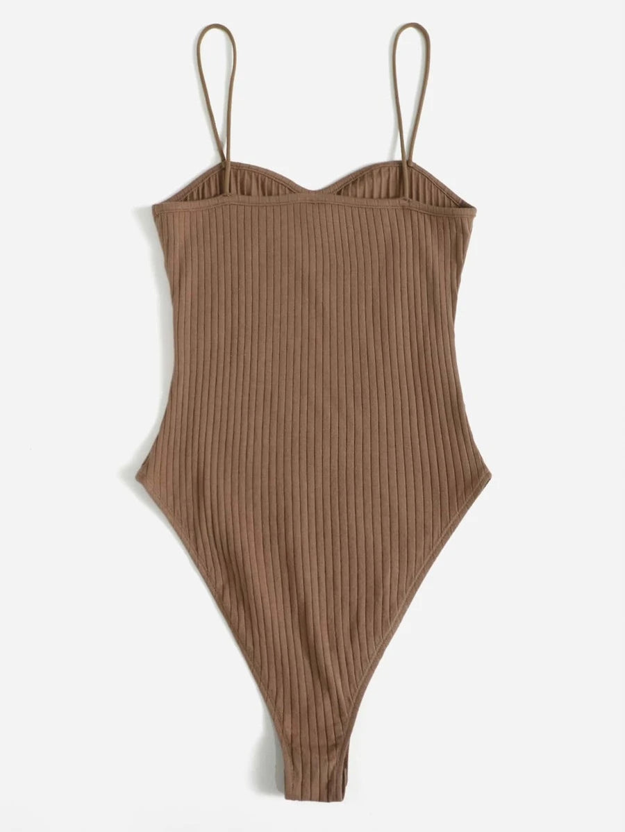 Solid Ribbed Cami Bodysuit