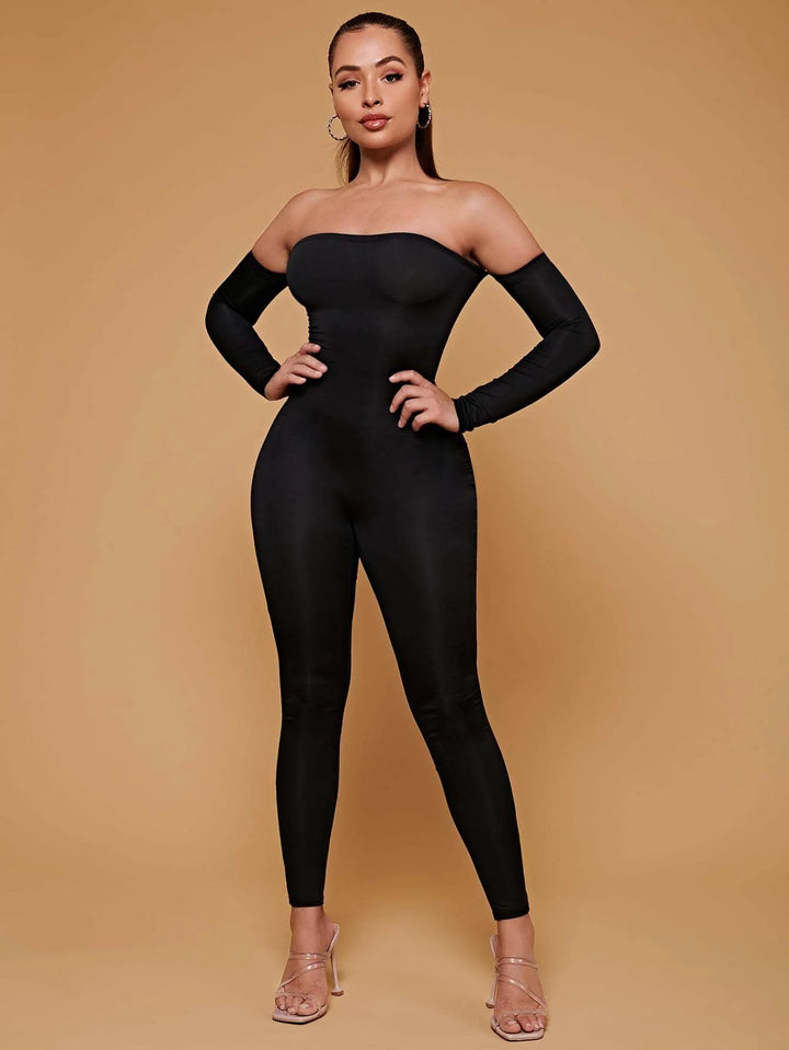 Off Shoulder Unitard Jumpsuit