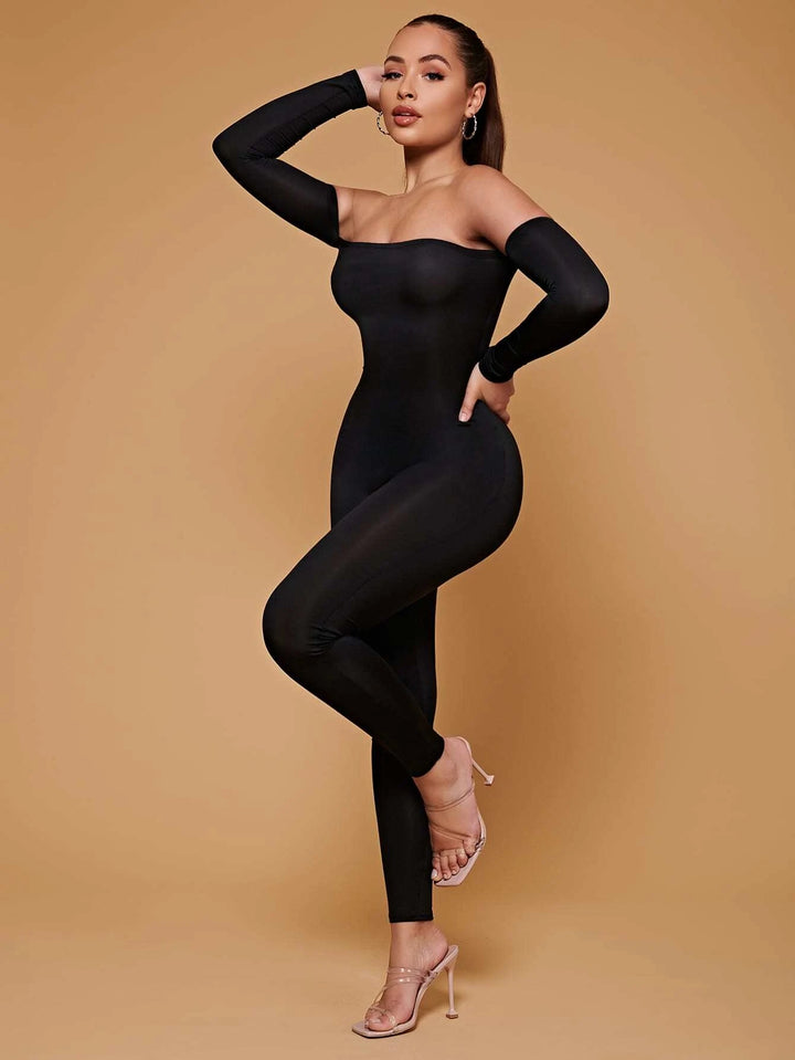 Off Shoulder Unitard Jumpsuit