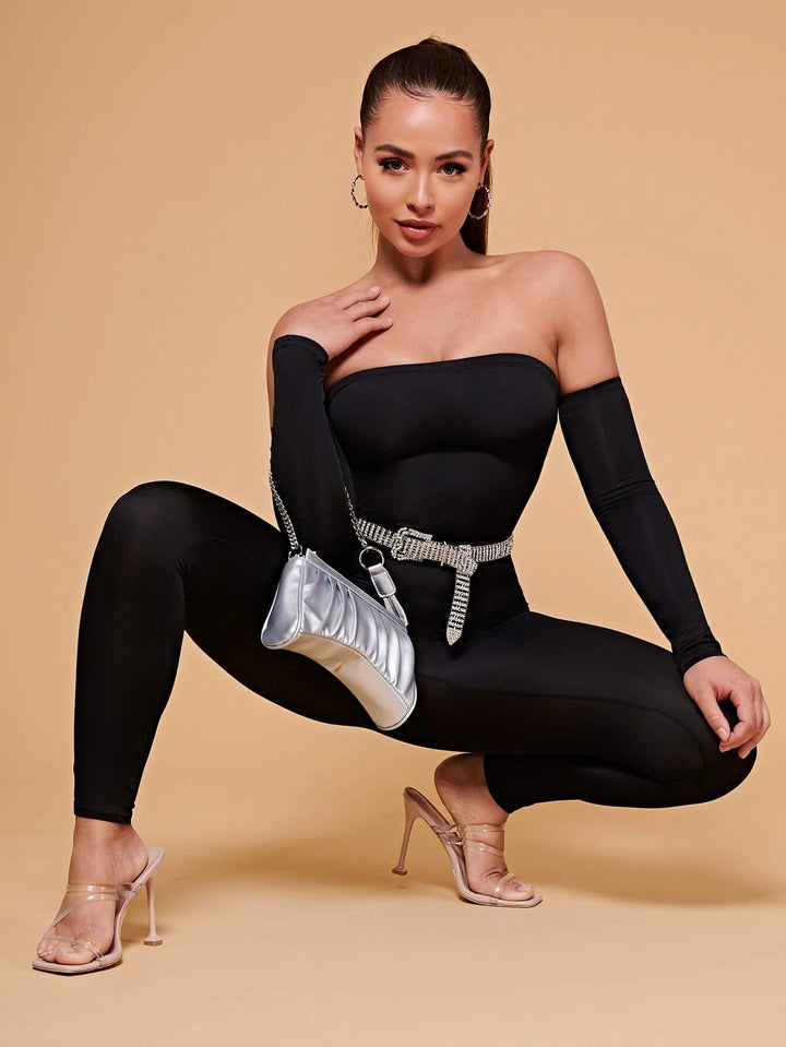 Off Shoulder Unitard Jumpsuit