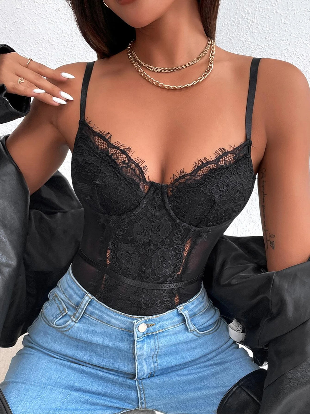 Sleeveless Lace Cami Bodysuit