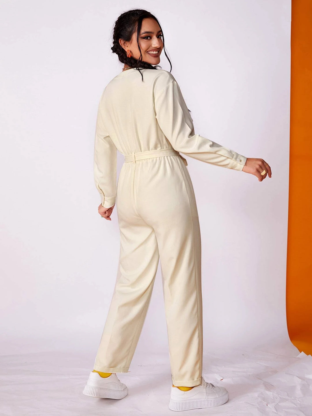 Button Belted Jumpsuit