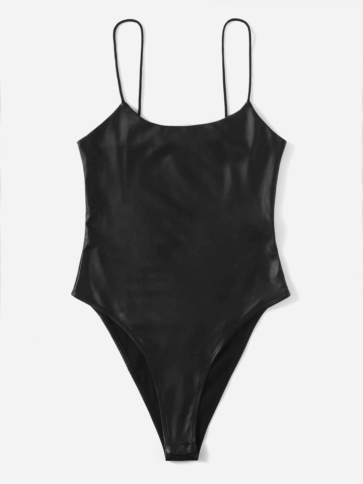 Sleeveless Leather Cami Bodysuit