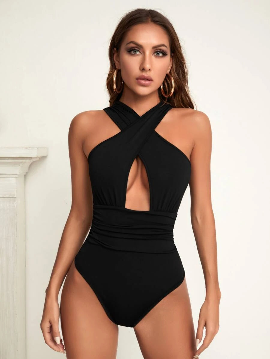 Criss Cross Cut Out Bodysuit