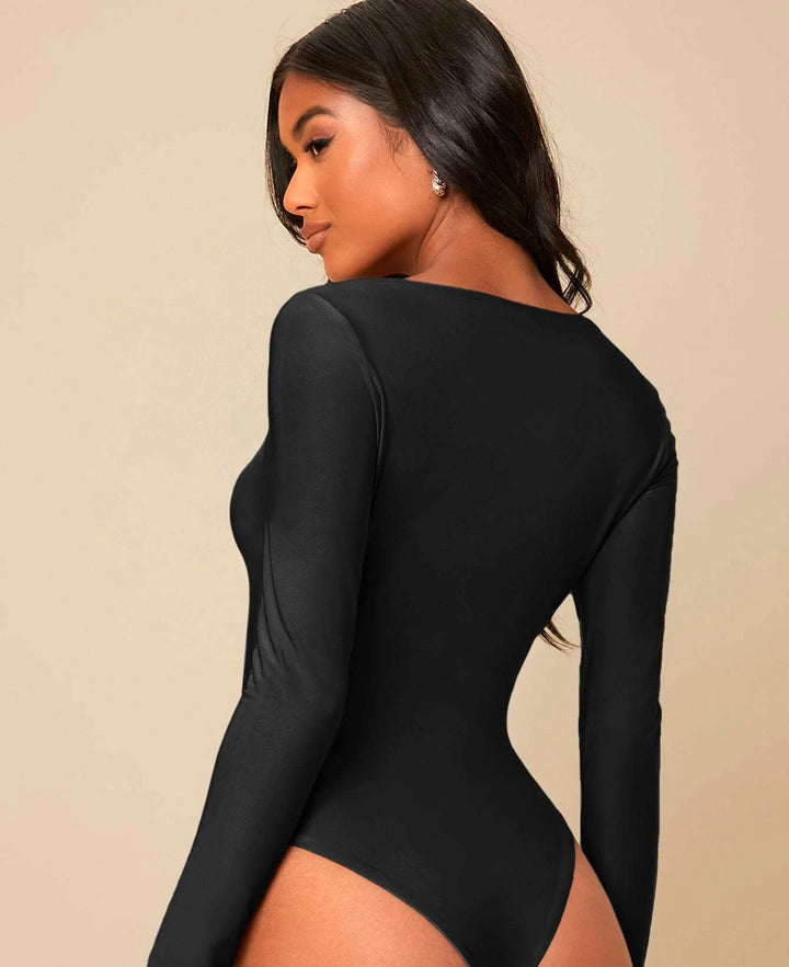 Solid Deep V Neck Bodysuit