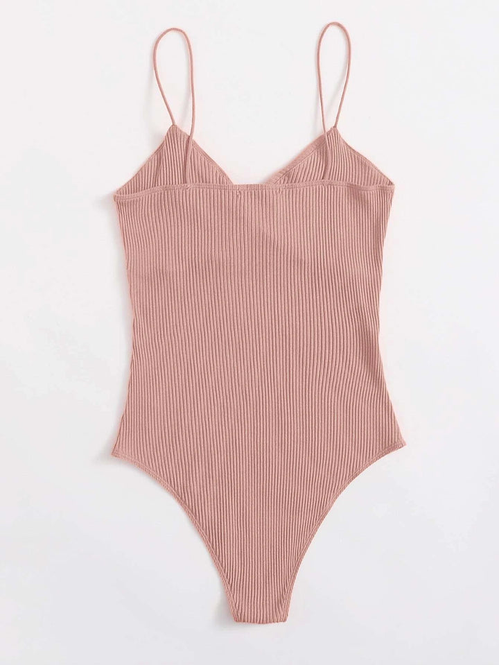 Sleeveless Front Rib-Knit Slip Bodysuit